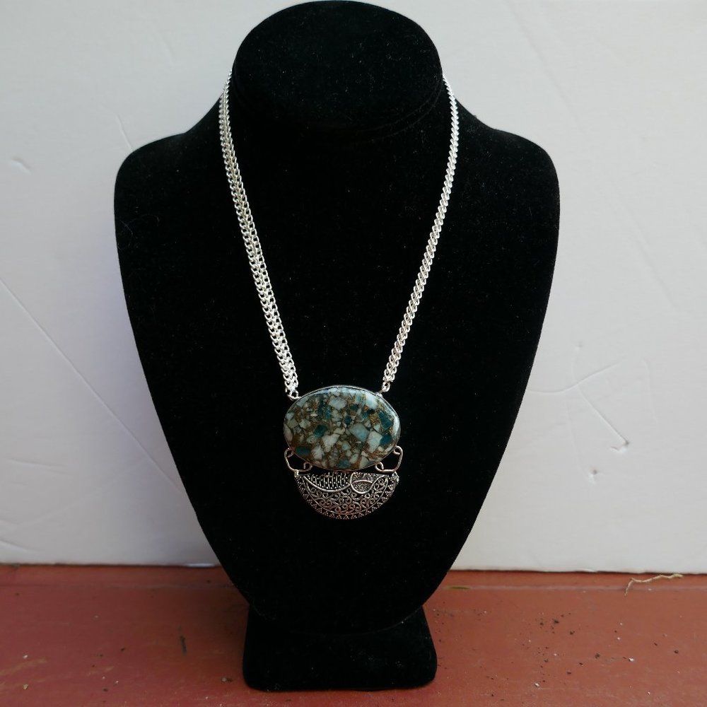 Copper Larimar & Apatite 16" necklace